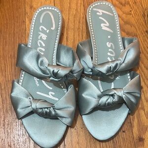 Circus by Sam Edelman Satin Bow Sandals - Silver